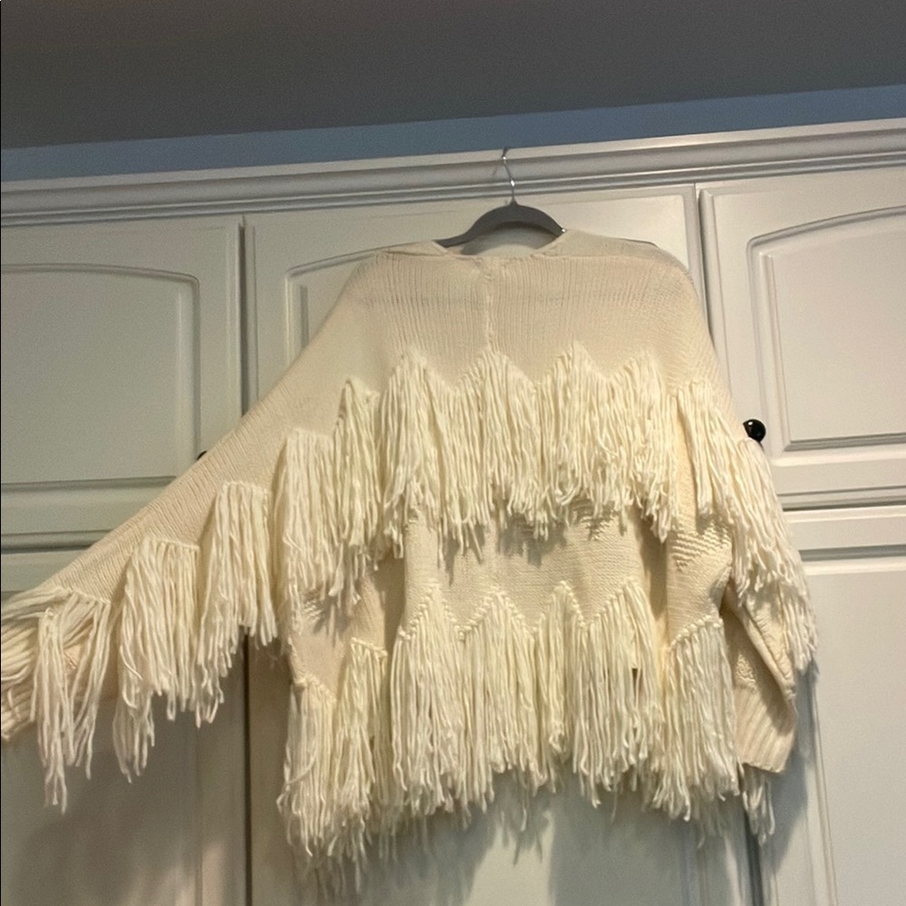 SOLD: Fringed Cream Sweater